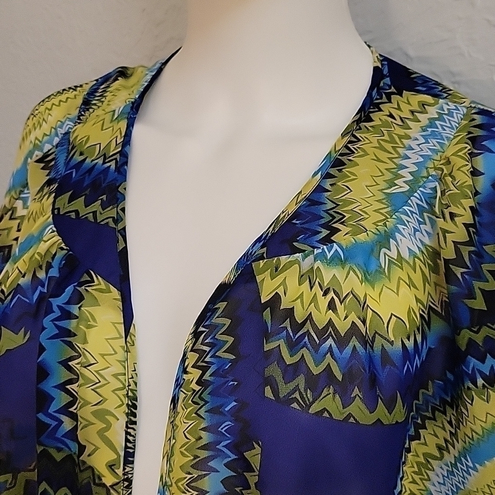 Ashley STEWART chiffon tie dye poncho style tie-Waist cover-up Festival Top - Picture 4 of 8